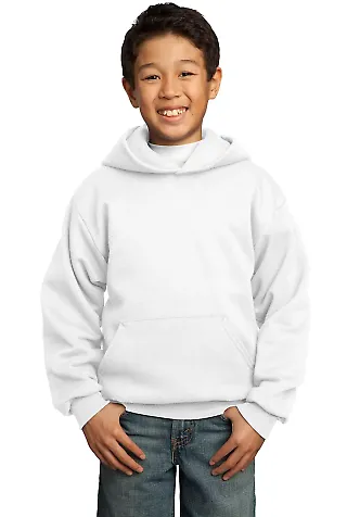 Port  Company Youth Pullover Hooded Sweatshirt PC9 White front view