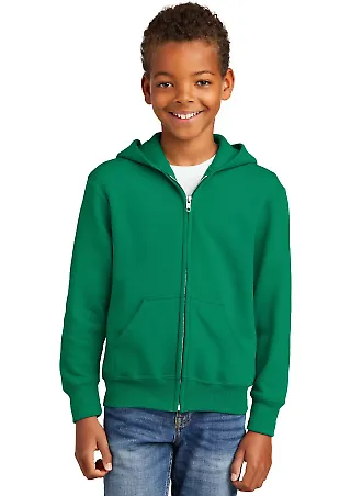 Port & Company Youth Full Zip Hooded Sweatshirt PC in Kelly front view