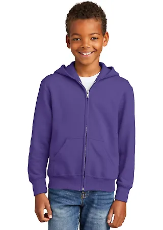 Port & Company Youth Full Zip Hooded Sweatshirt PC in Purple front view