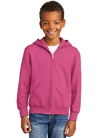 Port & Company Youth Full Zip Hooded Sweatshirt PC in Sangria front view