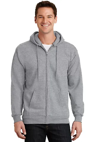 Port  Company Ultimate Full Zip Hooded Sweatshirt  Ath Heather front view