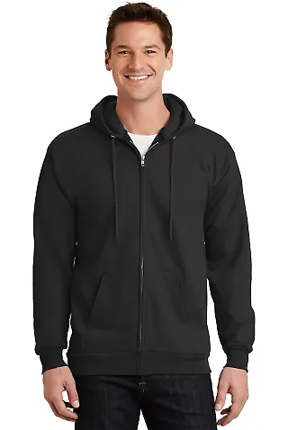 Port  Company Ultimate Full Zip Hooded Sweatshirt  Jet Black front view