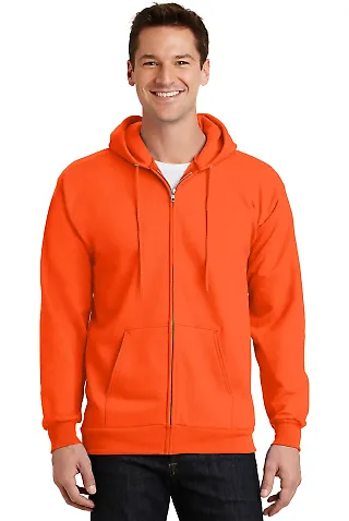 Port  Company Ultimate Full Zip Hooded Sweatshirt  Safety Orange front view