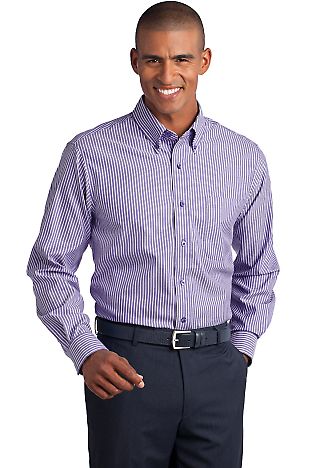 Red House Stripe Non Iron Pinpoint Oxford RH64 Purple Dusk front view