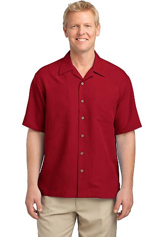 Port Authority Patterned Easy Care Camp Shirt S536 in Persian red front view