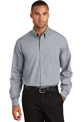 Port Authority Long Sleeve Value Poplin Shirt S632 in Grey front view