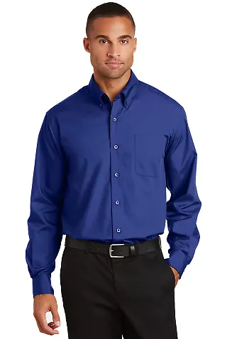 Port Authority Long Sleeve Value Poplin Shirt S632 Med. Blue front view