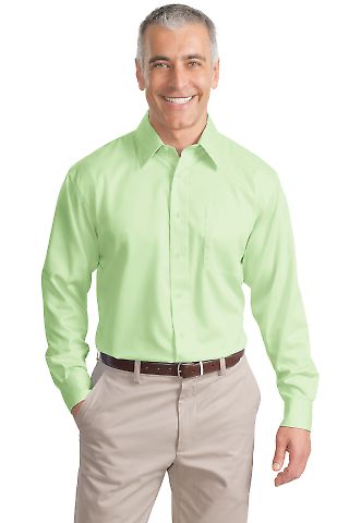 Port Authority Long Sleeve Non Iron Twill Shirt S6 in Green mist front view