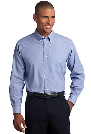 Port Authority Crosshatch Easy Care Shirt S640 Chambray Blue front view