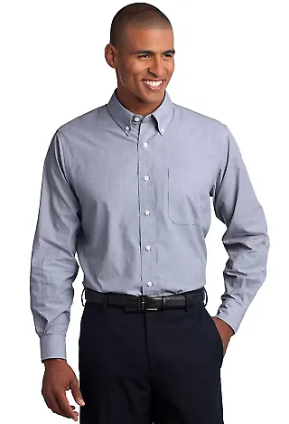 Port Authority Crosshatch Easy Care Shirt S640 Navy Frost front view