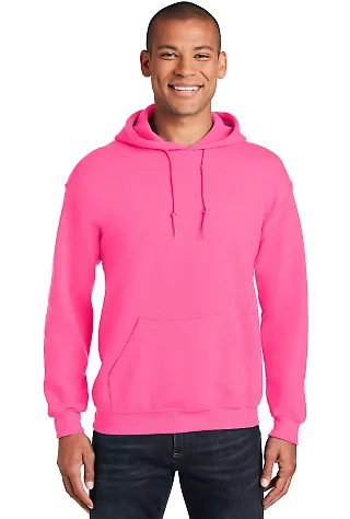 Gildan 18500 Heavyweight Blend Hooded Sweatshirt in Safety pink front view