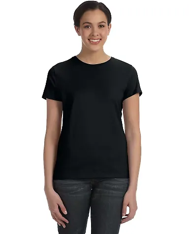 Hanes Ladies Nano T Cotton T Shirt SL04 Black front view