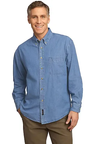 Port  Company Long Sleeve Value Denim Shirt SP10 Faded Blue front view