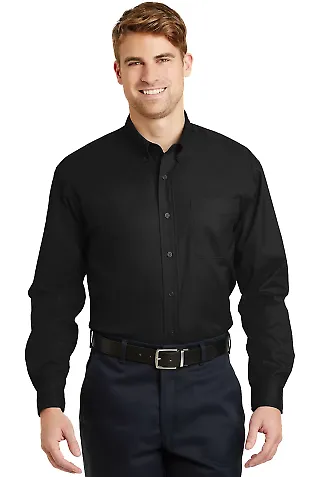 CornerStone Long Sleeve SuperPro Twill Shirt SP17 Black front view