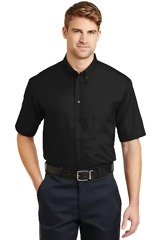 CornerStone Short Sleeve SuperPro Twill Shirt SP18 Black front view