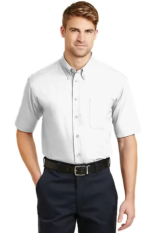 CornerStone Short Sleeve SuperPro Twill Shirt SP18 White front view