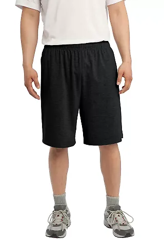 Sport Tek Jersey Knit Short with Pockets ST310 Black front view