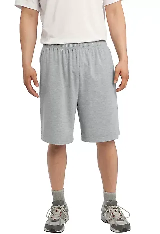 Sport Tek Jersey Knit Short with Pockets ST310 Heather Grey front view