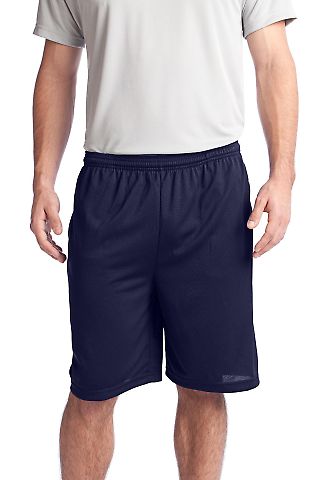 Sport Tek PosiCharge Tough Mesh153 Pocket Short ST in True navy front view