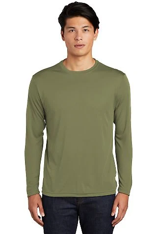 Sport Tek ST350LS Long Sleeve Competitor Tee in Olive drab grn front view