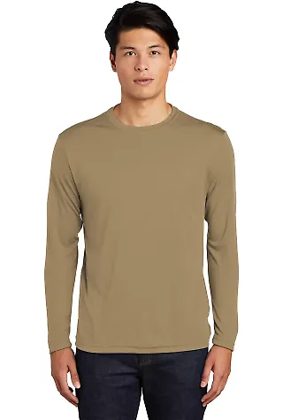 Sport Tek ST350LS Long Sleeve Competitor Tee  in Coyote brown front view