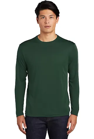 Sport Tek ST350LS Long Sleeve Competitor Tee  in Forest green front view