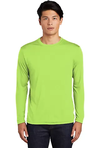 Sport Tek ST350LS Long Sleeve Competitor Tee  in Lime shock front view