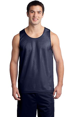 Sport Tek PosiCharge Classic Mesh 8482 Reversible in True navy/wh front view