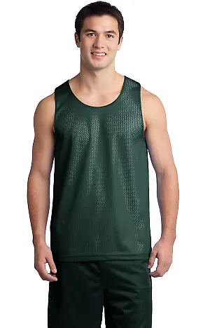 Sport Tek PosiCharge Classic Mesh 8482 Reversible  Forest Grn/Wht front view