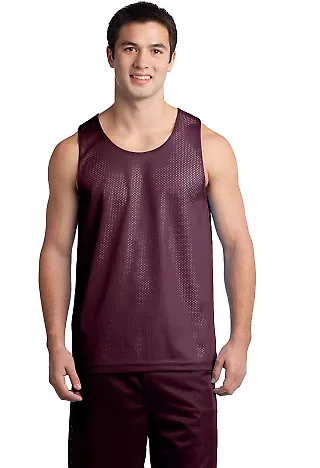 Sport Tek PosiCharge Classic Mesh 8482 Reversible  Maroon/Wh front view
