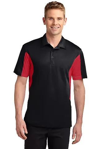 Sport Tek Side Blocked Micropique Sport Wick Polo  Black/Red front view