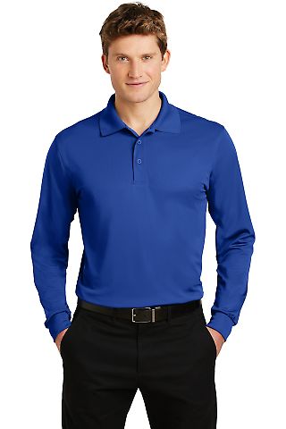 Sport Tek Long Sleeve Micropique Sport Wick Polo S in True royal front view