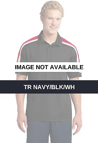 NEW Sport Tek Tricolor Shoulder Micropique Sport W Tr Navy/Blk/Wh front view