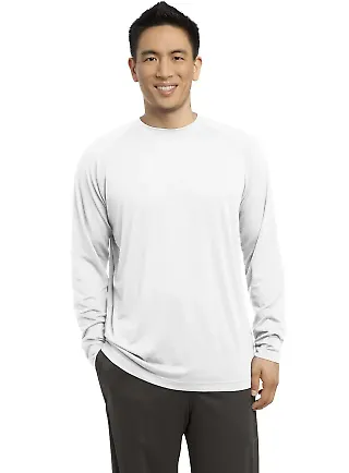 Sport Tek Long Sleeve Ultimate Performance Crew ST White front view