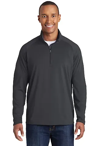 Sport Tek Sport Wick Stretch 12 Zip Pullover ST850 Charcoal Grey front view
