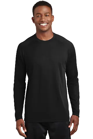 Sport Tek Dry Zone153 Long Sleeve Raglan T Shirt T in Black front view