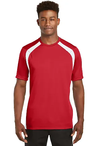 Sport Tek Dry Zone153 Colorblock Crew T478 True Red/White front view
