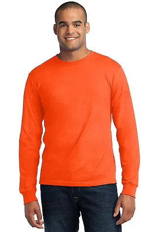 Port  Company Long Sleeve All American Tee USA100L Safety Orange front view
