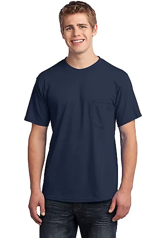 Port  Company All American Tee with Pocket USA100P Navy front view