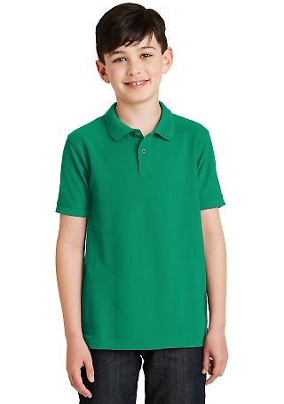 Port Authority Youth Silk Touch153 Polo Y500 in Kelly green front view