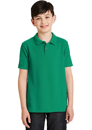 Port Authority Youth Silk Touch153 Polo Y500 Kelly Green front view