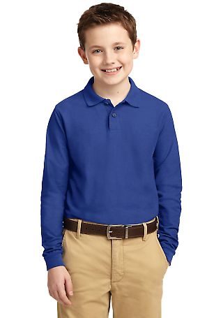 Port Authority Youth Long Sleeve Silk Touch153 Pol in Royal front view