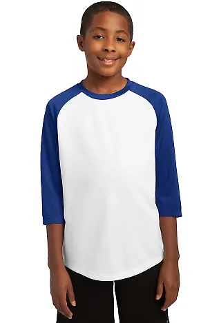 Sport Tek Youth PosiCharge153 Baseball Jersey YST2 in White/tr royal front view