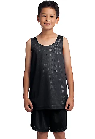 Sport Tek Youth PosiCharge Classic Mesh 8482 Rever Black/Wh front view