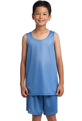 Sport Tek Youth PosiCharge Classic Mesh 8482 Rever Carolina Bl/Wh front view