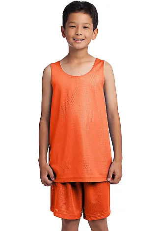 Sport Tek Youth PosiCharge Classic Mesh 8482 Rever Deep Orange/Wh front view