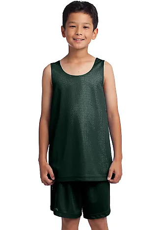 Sport Tek Youth PosiCharge Classic Mesh 8482 Rever Forest Grn/Wh front view