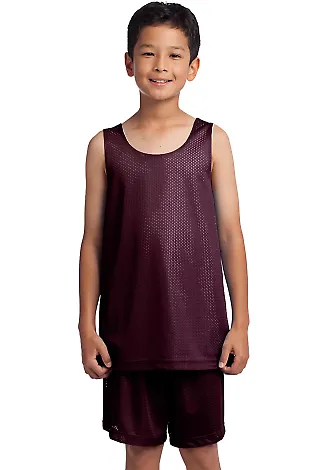 Sport Tek Youth PosiCharge Classic Mesh 8482 Rever Maroon/Wh front view