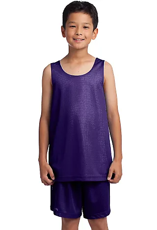 Sport Tek Youth PosiCharge Classic Mesh 8482 Rever Purple/Wh front view