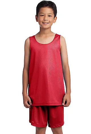 Sport Tek Youth PosiCharge Classic Mesh 8482 Rever True Red/Wh front view